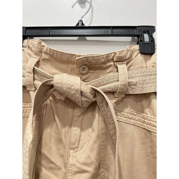 Topshop Casual Utility Trousers Tie Belt Paperbag Waist Pants w/Patch Pockets - Picture 11 of 12